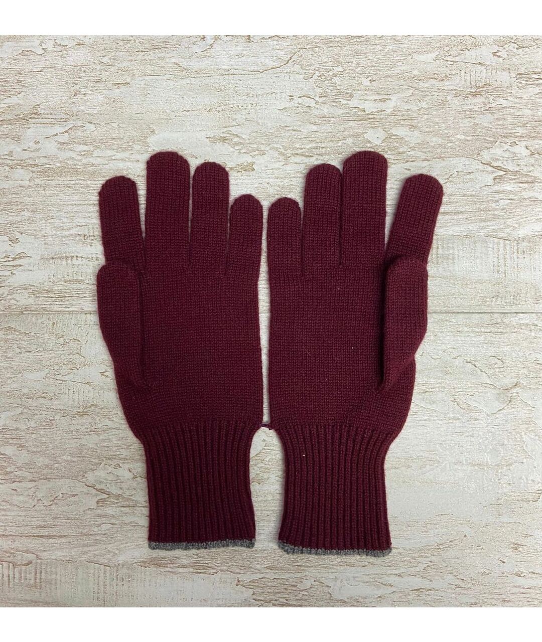 BRUNELLO CUCINELLI Бордовые кашемировые перчатки, фото 2
