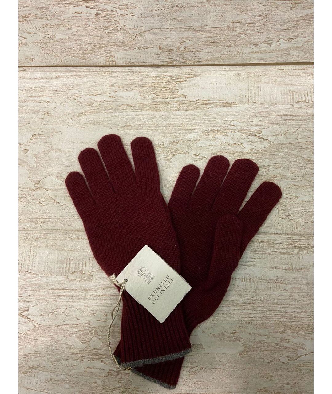 BRUNELLO CUCINELLI Бордовые кашемировые перчатки, фото 4