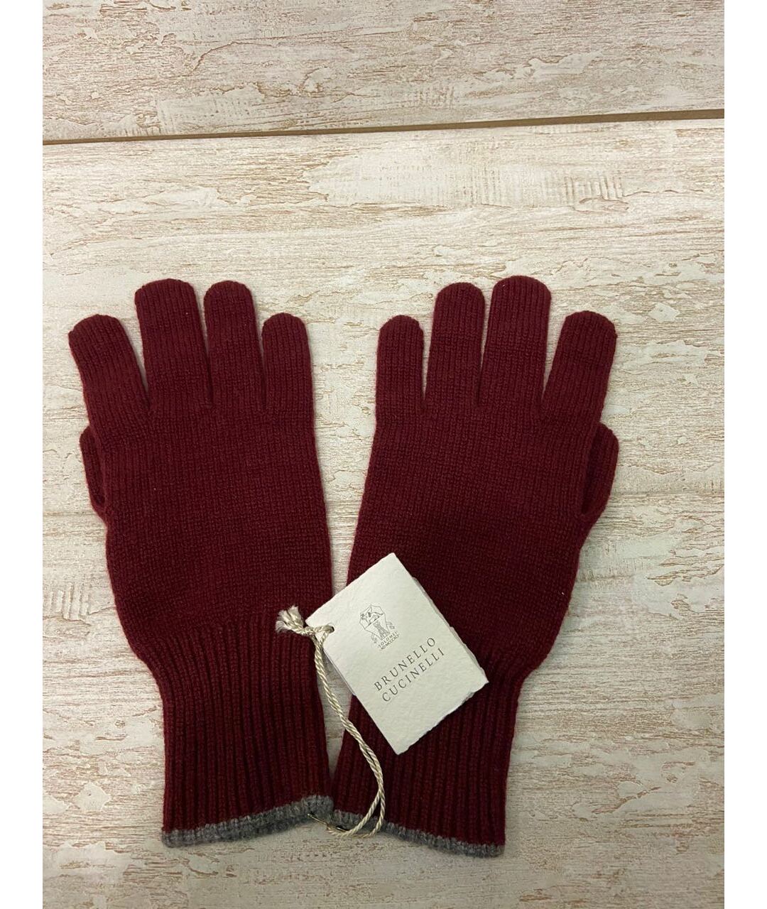 BRUNELLO CUCINELLI Бордовые кашемировые перчатки, фото 3