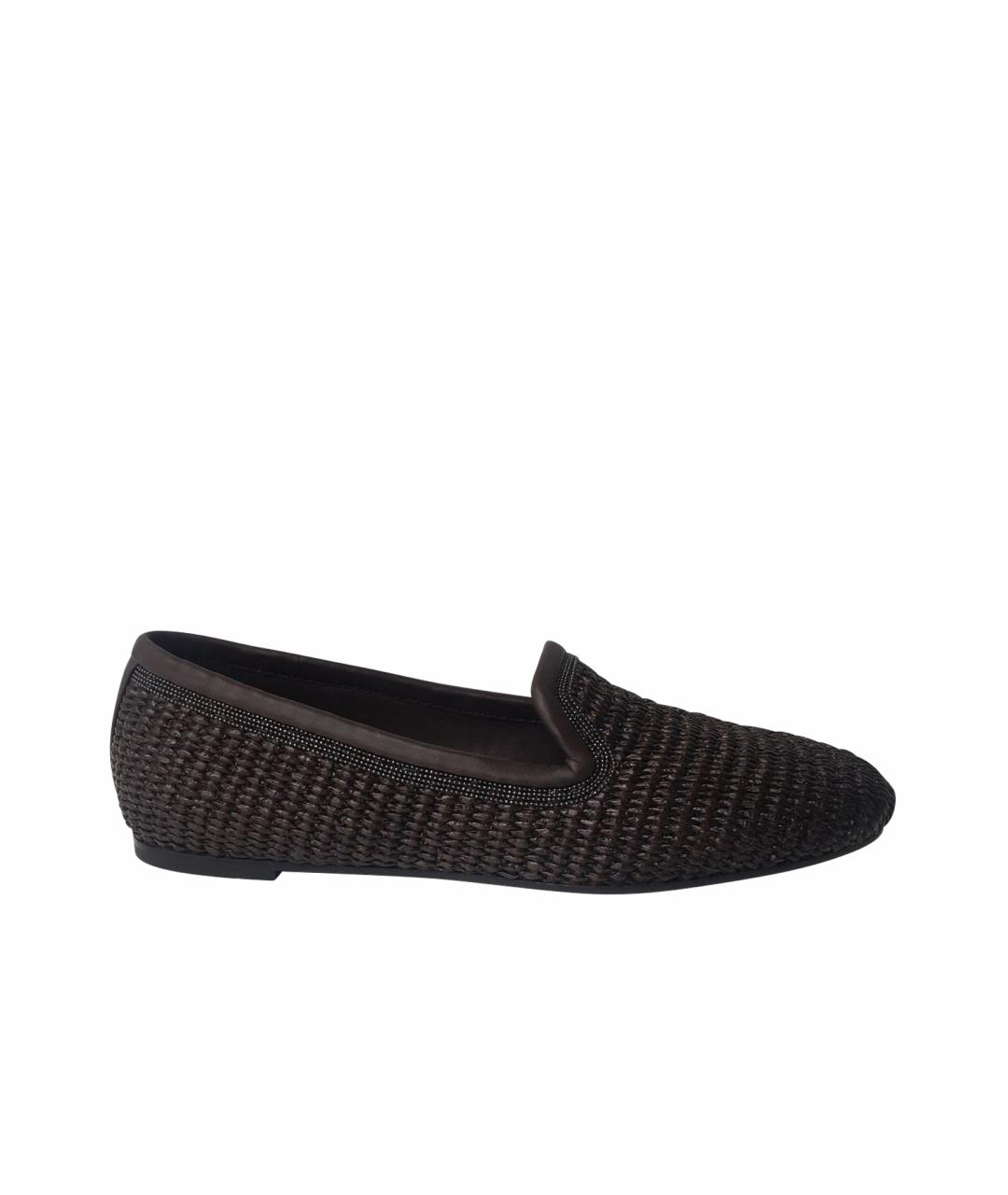 BRUNELLO CUCINELLI Коричневые текстильные лоферы, фото 6