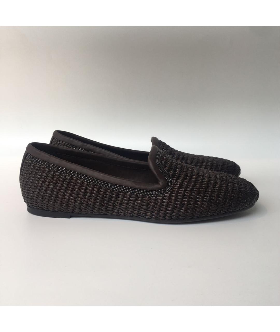 BRUNELLO CUCINELLI Коричневые текстильные лоферы, фото 5