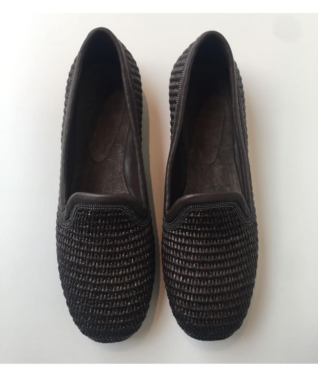 BRUNELLO CUCINELLI Коричневые текстильные лоферы, фото 2