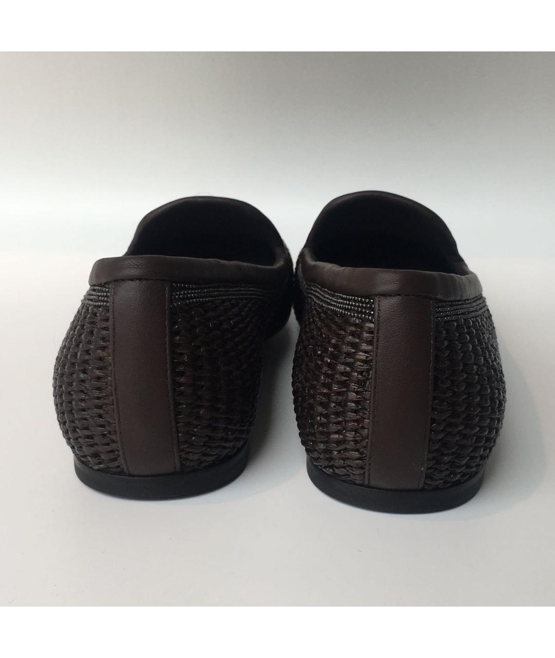 BRUNELLO CUCINELLI Коричневые текстильные лоферы, фото 4