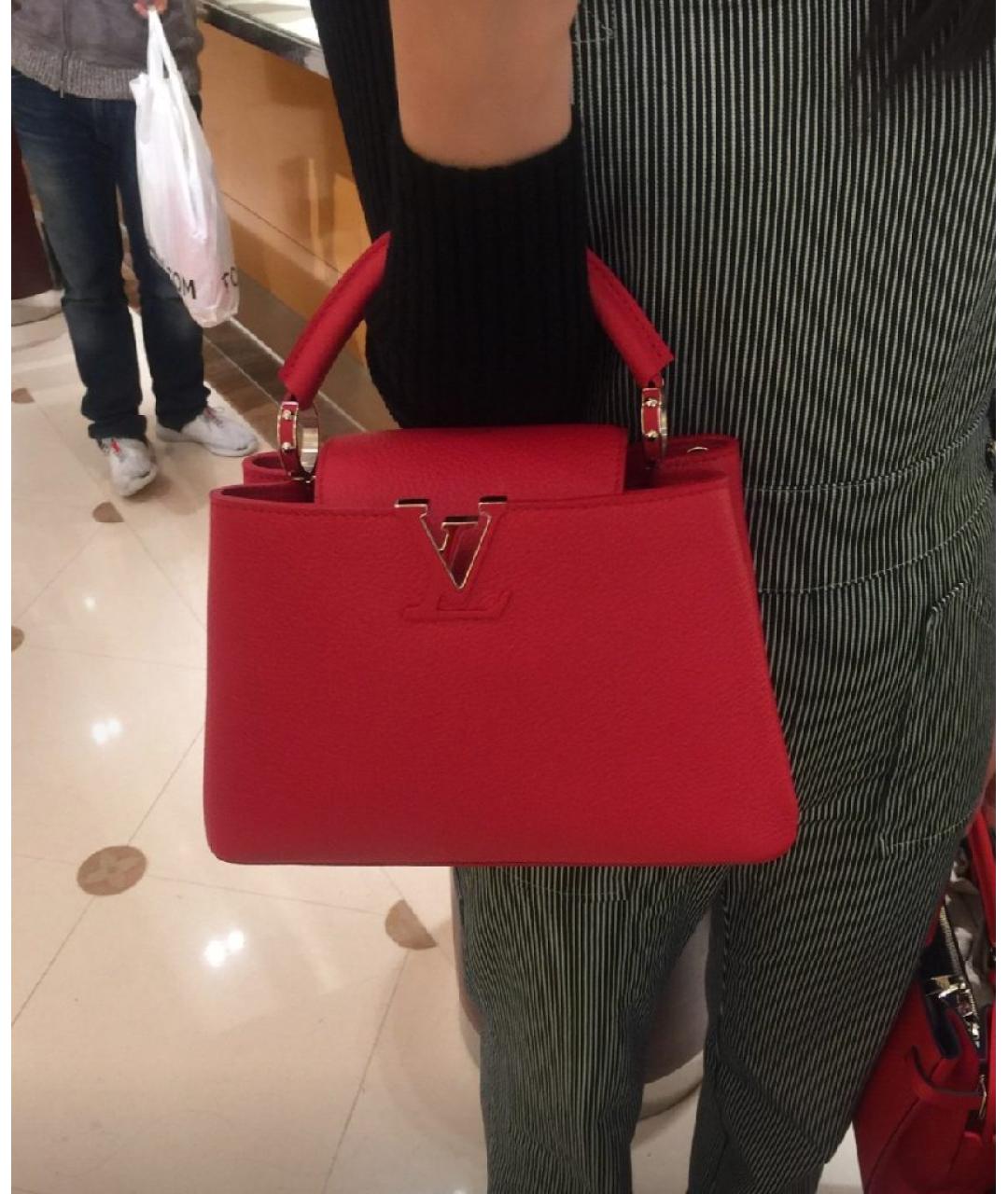 LOUIS VUITTON Красная кожаная сумка с короткими ручками, фото 5