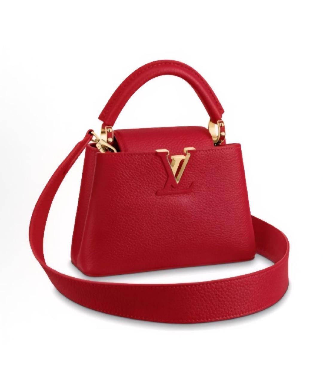 LOUIS VUITTON Красная кожаная сумка с короткими ручками, фото 6