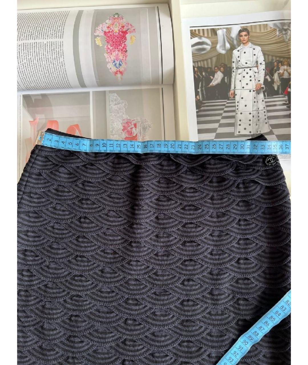 CHANEL Темно-синяя хлопковая юбка миди, фото 6