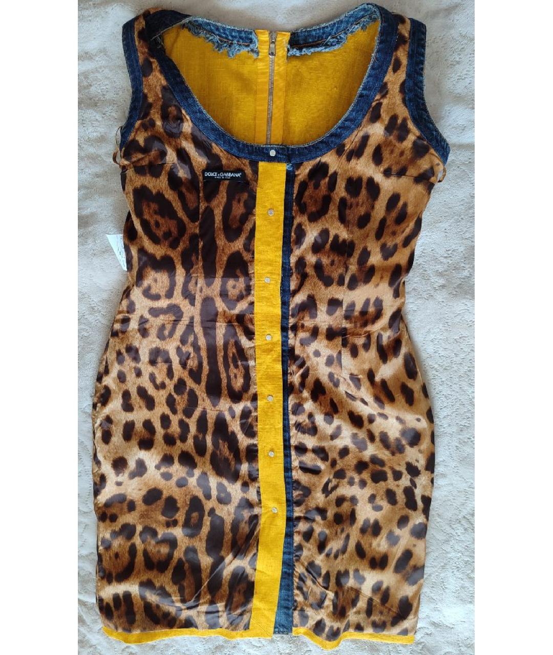 DOLCE&GABBANA Желтое льняное повседневное платье, фото 5