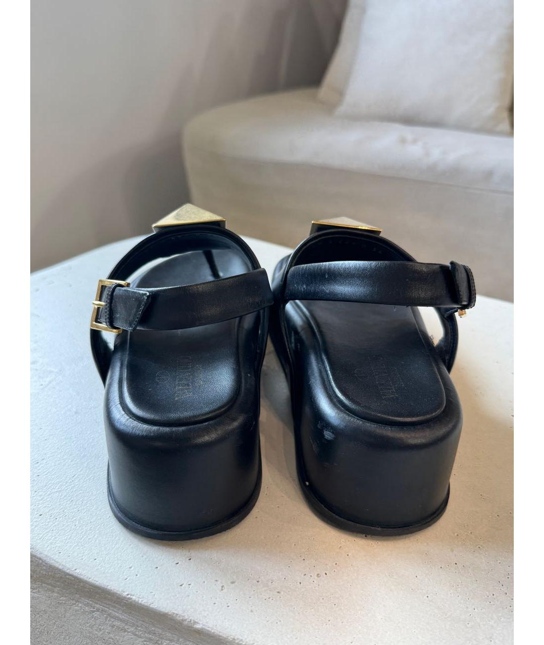 VALENTINO Черные кожаные сандалии, фото 4