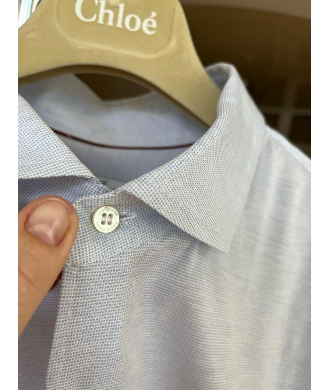 LORO PIANA Голубая хлопковая классическая рубашка, фото 8