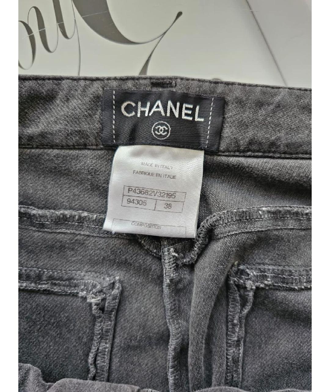 CHANEL Антрацитовые хлопковые прямые джинсы, фото 8