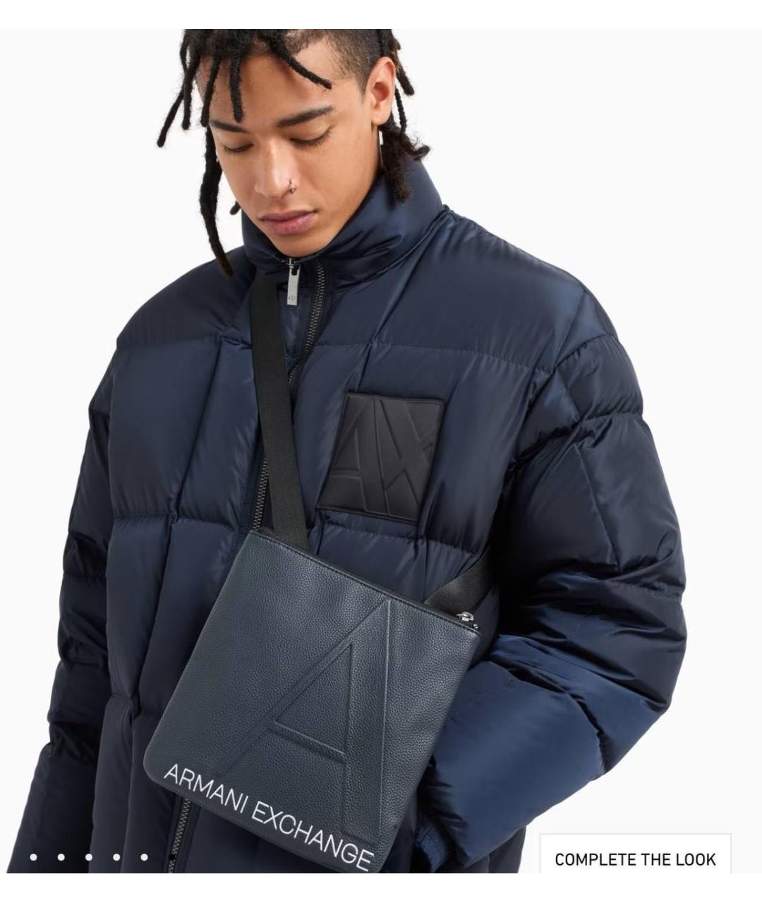 ARMANI EXCHANGE Темно-синяя сумка на плечо из искусственной кожи, фото 5