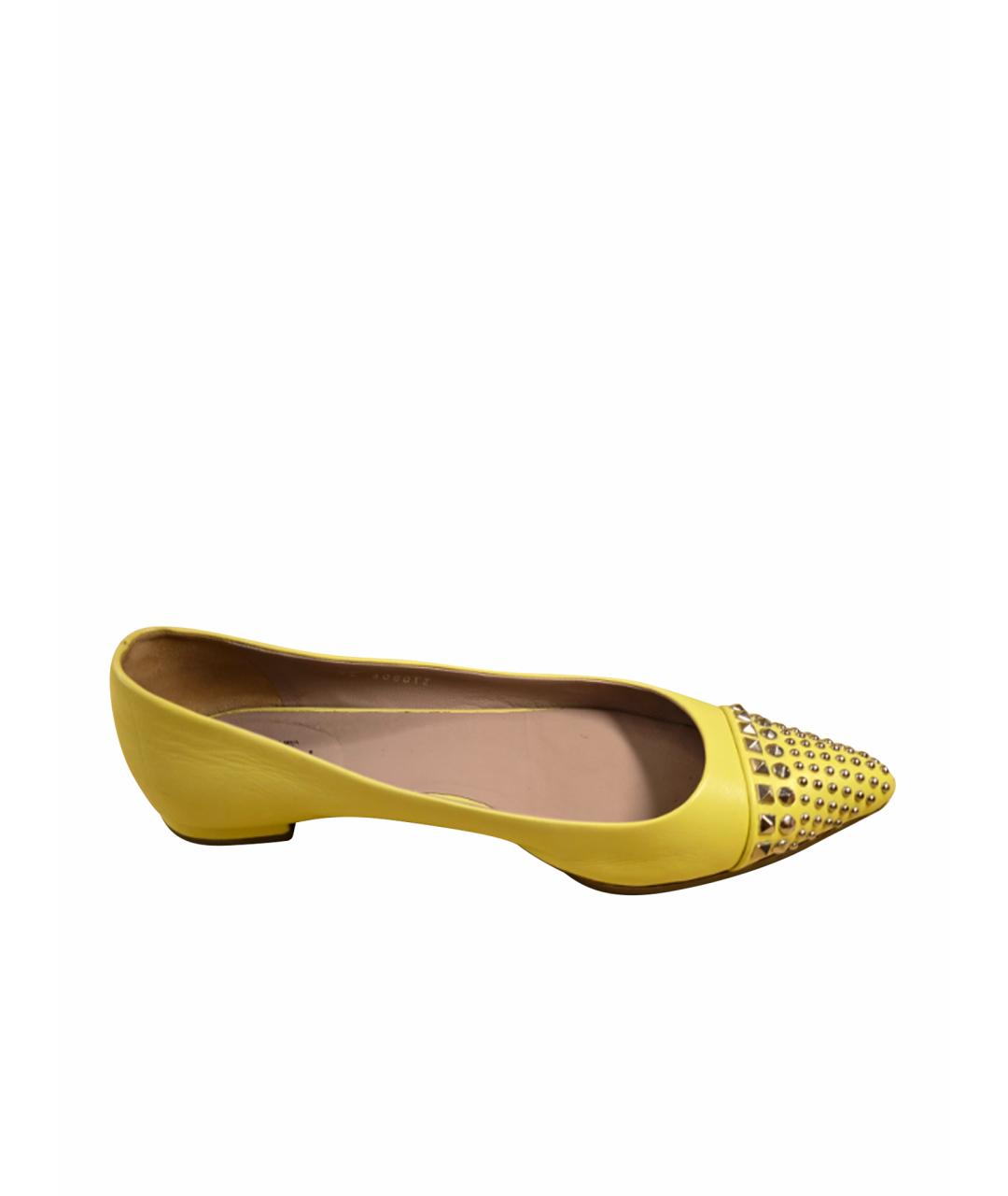 GUCCI Желтые кожаные балетки, фото 1