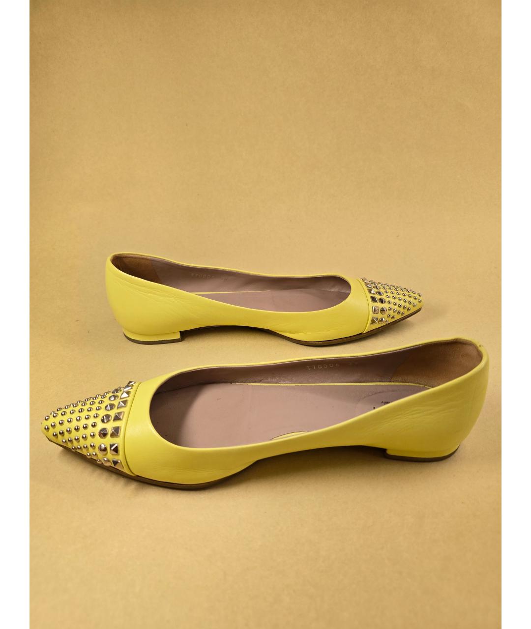 GUCCI Желтые кожаные балетки, фото 8