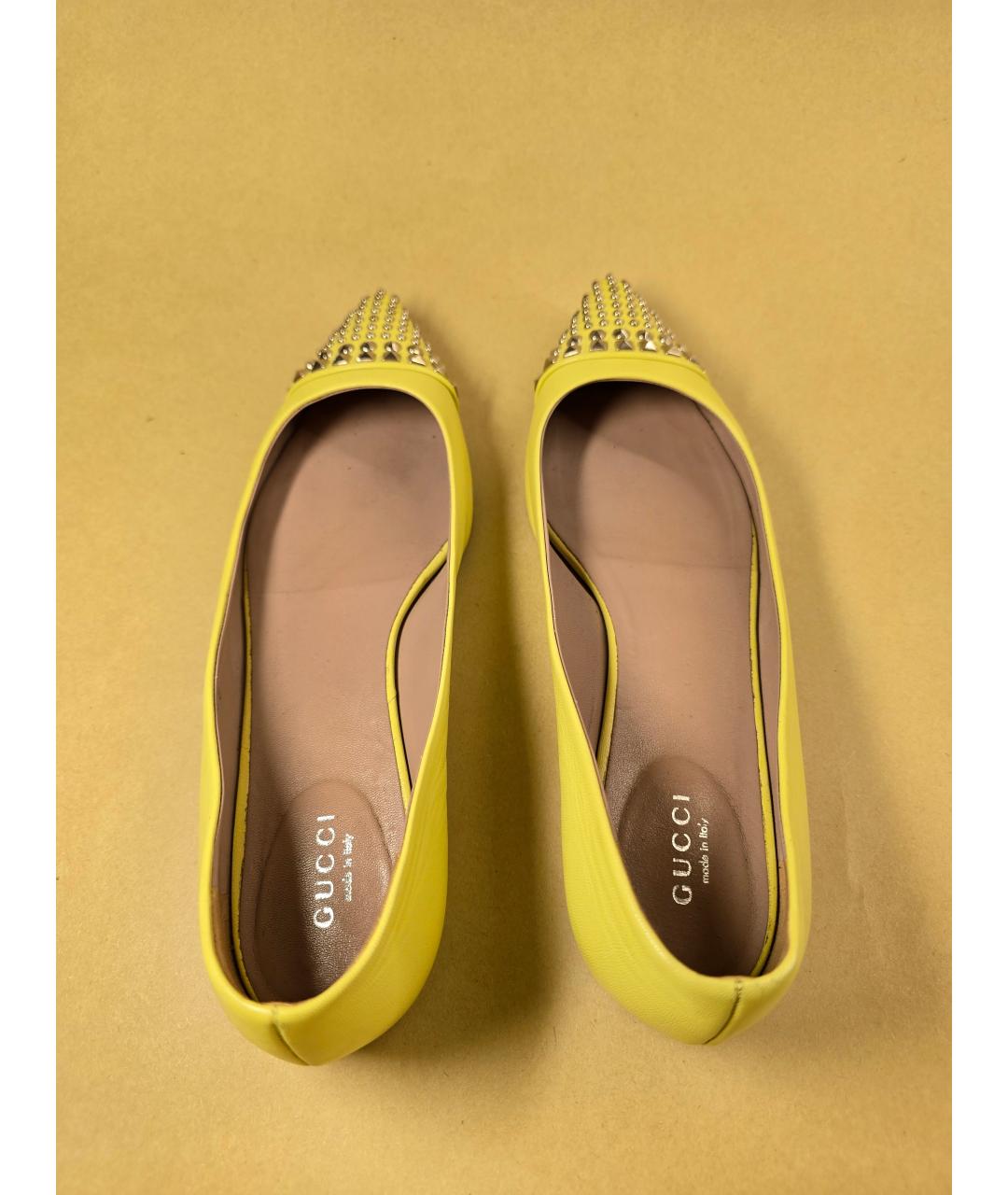 GUCCI Желтые кожаные балетки, фото 4
