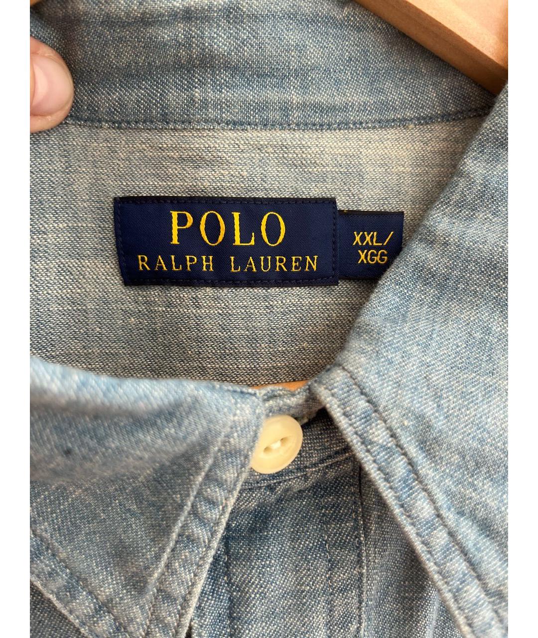 POLO RALPH LAUREN Голубая хлопковая кэжуал рубашка, фото 3
