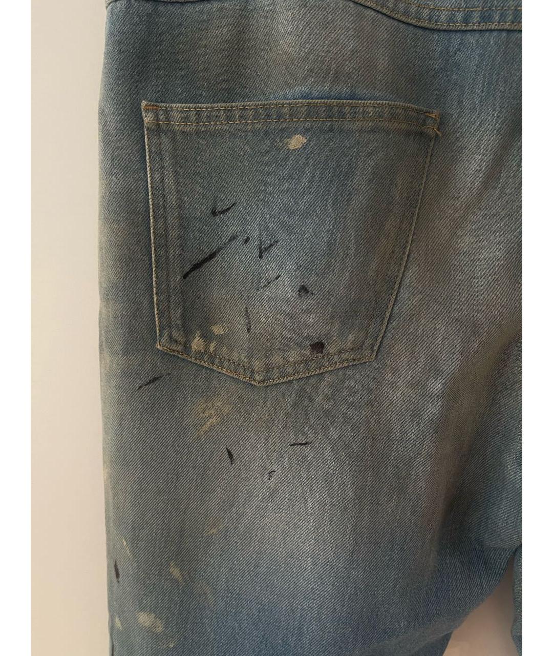 GUCCI Голубые хлопковые прямые джинсы, фото 3