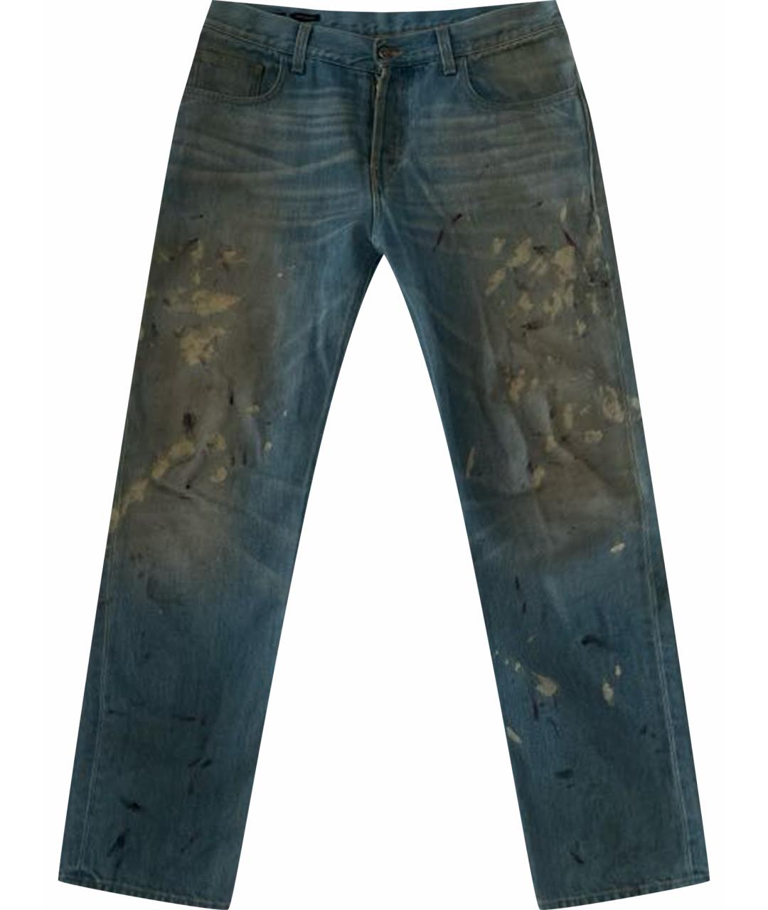 GUCCI Голубые хлопковые прямые джинсы, фото 1
