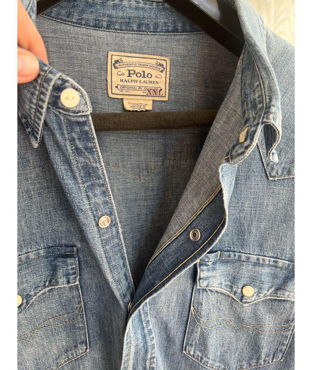 POLO RALPH LAUREN Синяя хлопковая кэжуал рубашка, фото 3