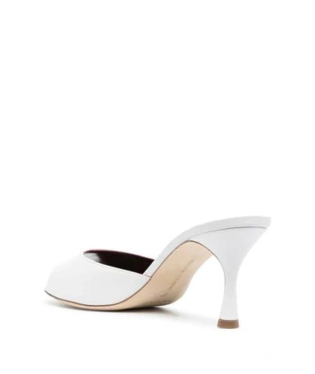 MANOLO BLAHNIK Белые кожаные мюли, фото 3