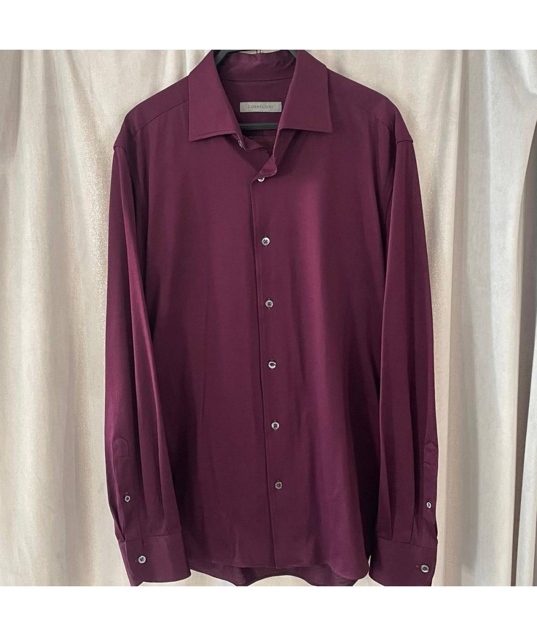 CORNELIANI Бордовая хлопковая классическая рубашка, фото 3