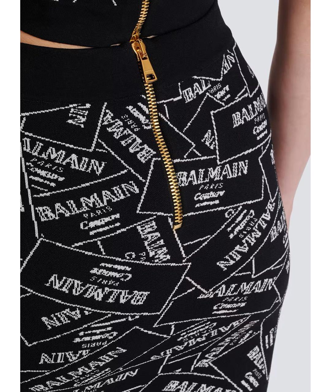 BALMAIN Черная вискозная юбка мини, фото 3