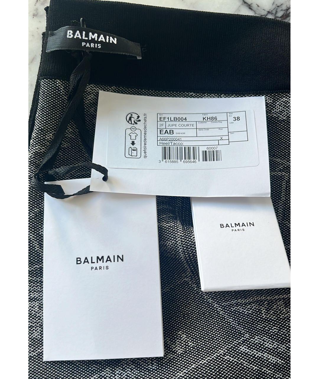 BALMAIN Черная вискозная юбка мини, фото 2