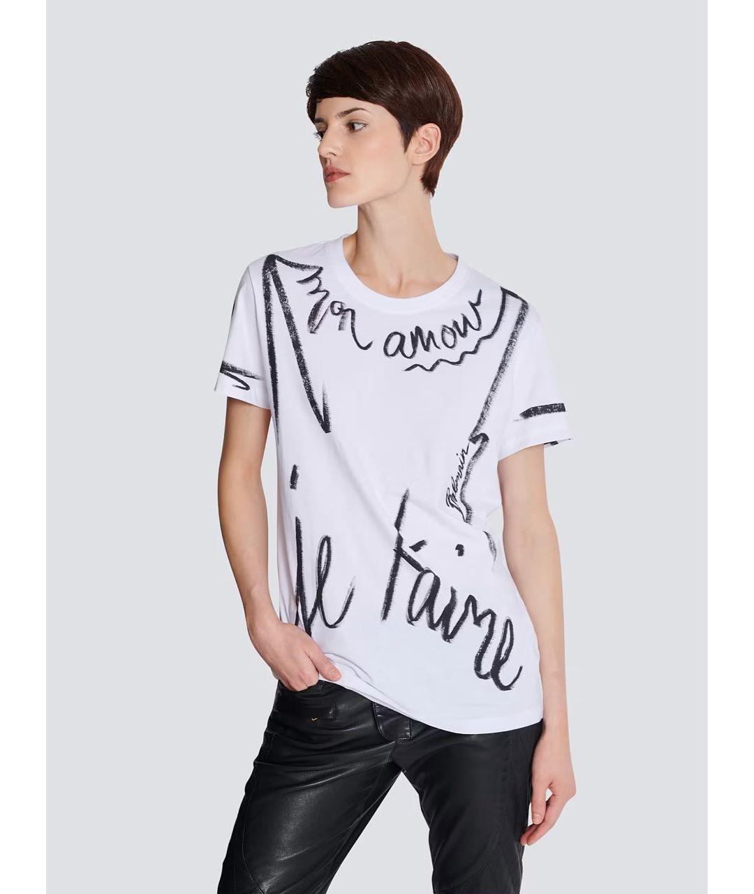 BALMAIN Белая хлопковая футболка, фото 4