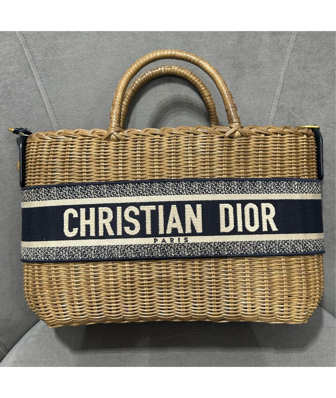 CHRISTIAN DIOR Бежевая пелетеная сумка тоут, фото 2