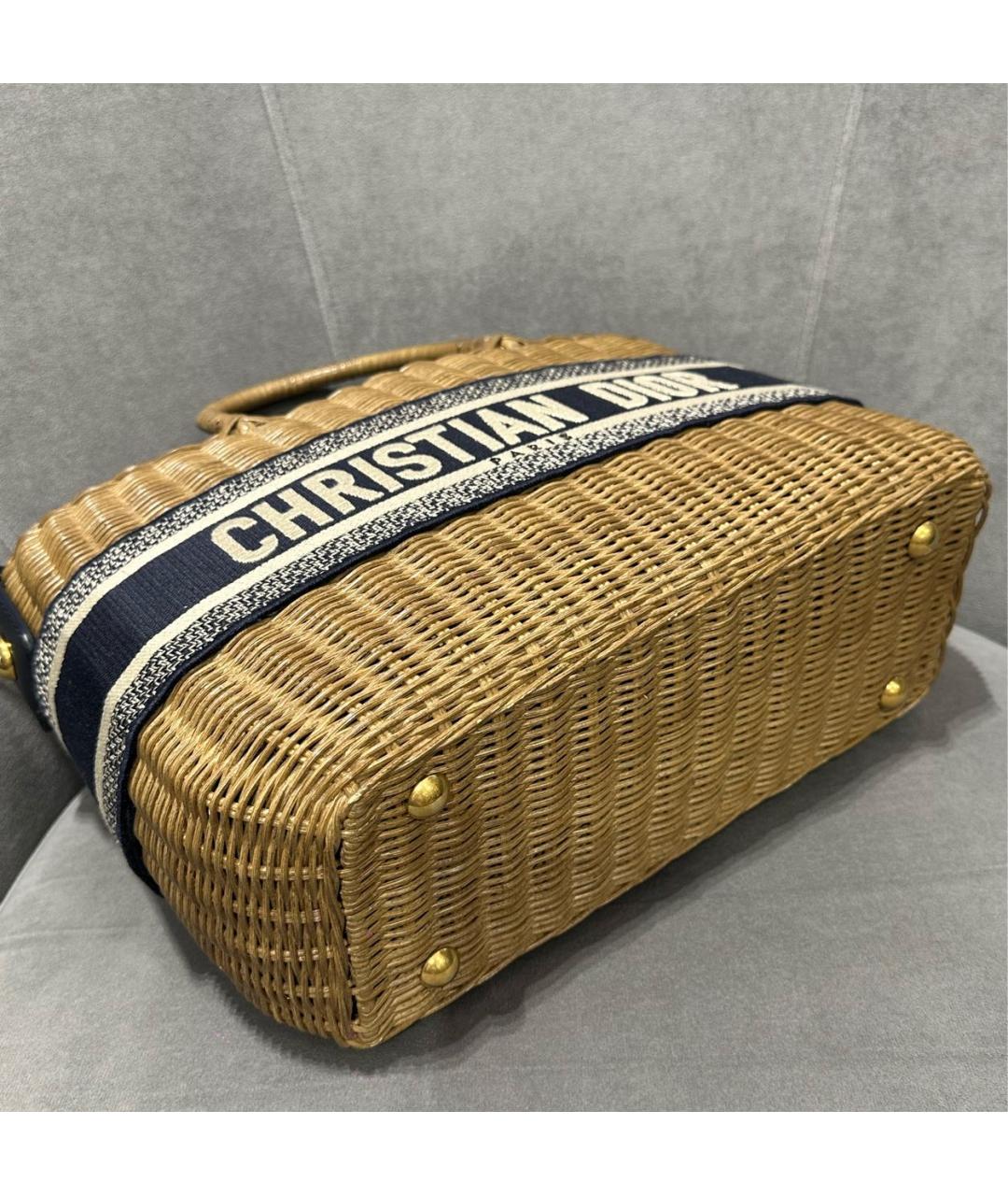 CHRISTIAN DIOR Бежевая пелетеная сумка тоут, фото 5