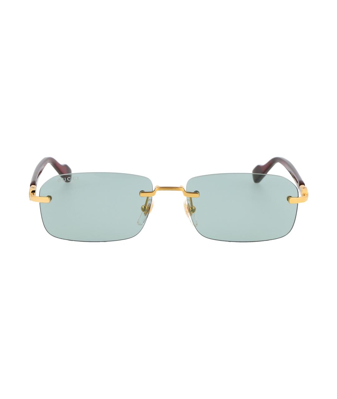 GUCCI Золотые металлические солнцезащитные очки, фото 2