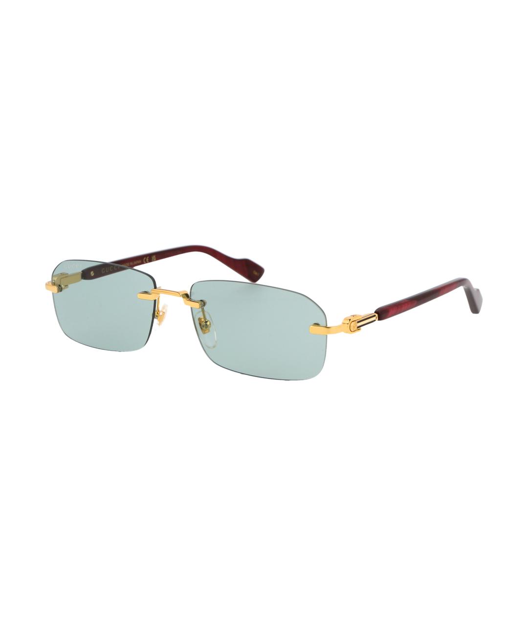GUCCI Золотые металлические солнцезащитные очки, фото 1