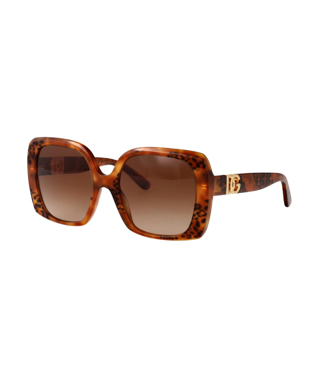 DOLCE&GABBANA Коричневые пластиковые солнцезащитные очки, фото 2
