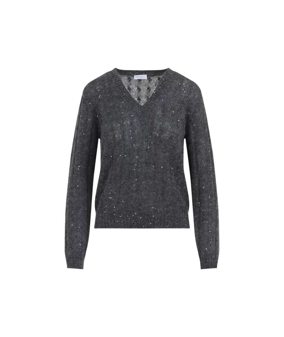 BRUNELLO CUCINELLI Антрацитовый хлопковый джемпер / свитер, фото 1