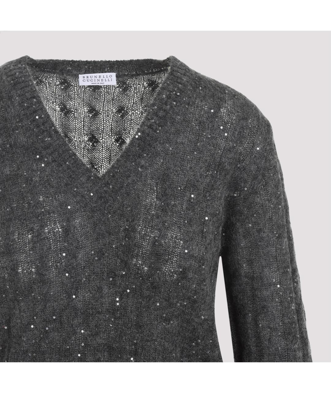 BRUNELLO CUCINELLI Антрацитовый хлопковый джемпер / свитер, фото 4