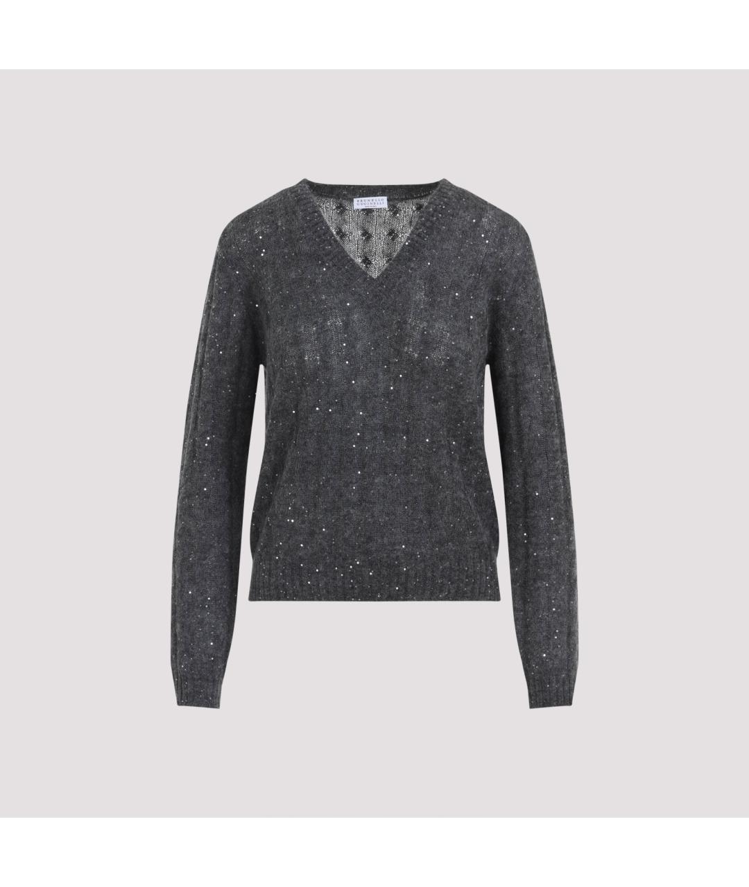 BRUNELLO CUCINELLI Антрацитовый хлопковый джемпер / свитер, фото 2