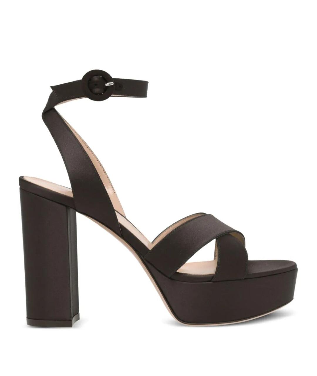 GIANVITO ROSSI Коричневые текстильные босоножки, фото 1