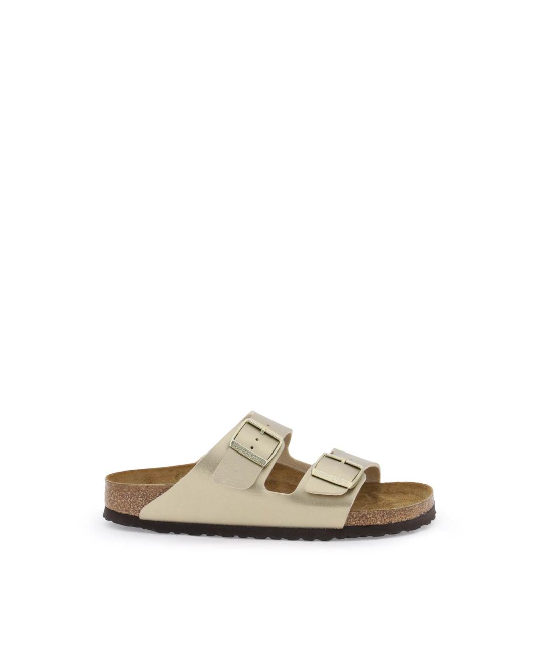 BIRKENSTOCK Золотые кожаные сандалии, фото 2