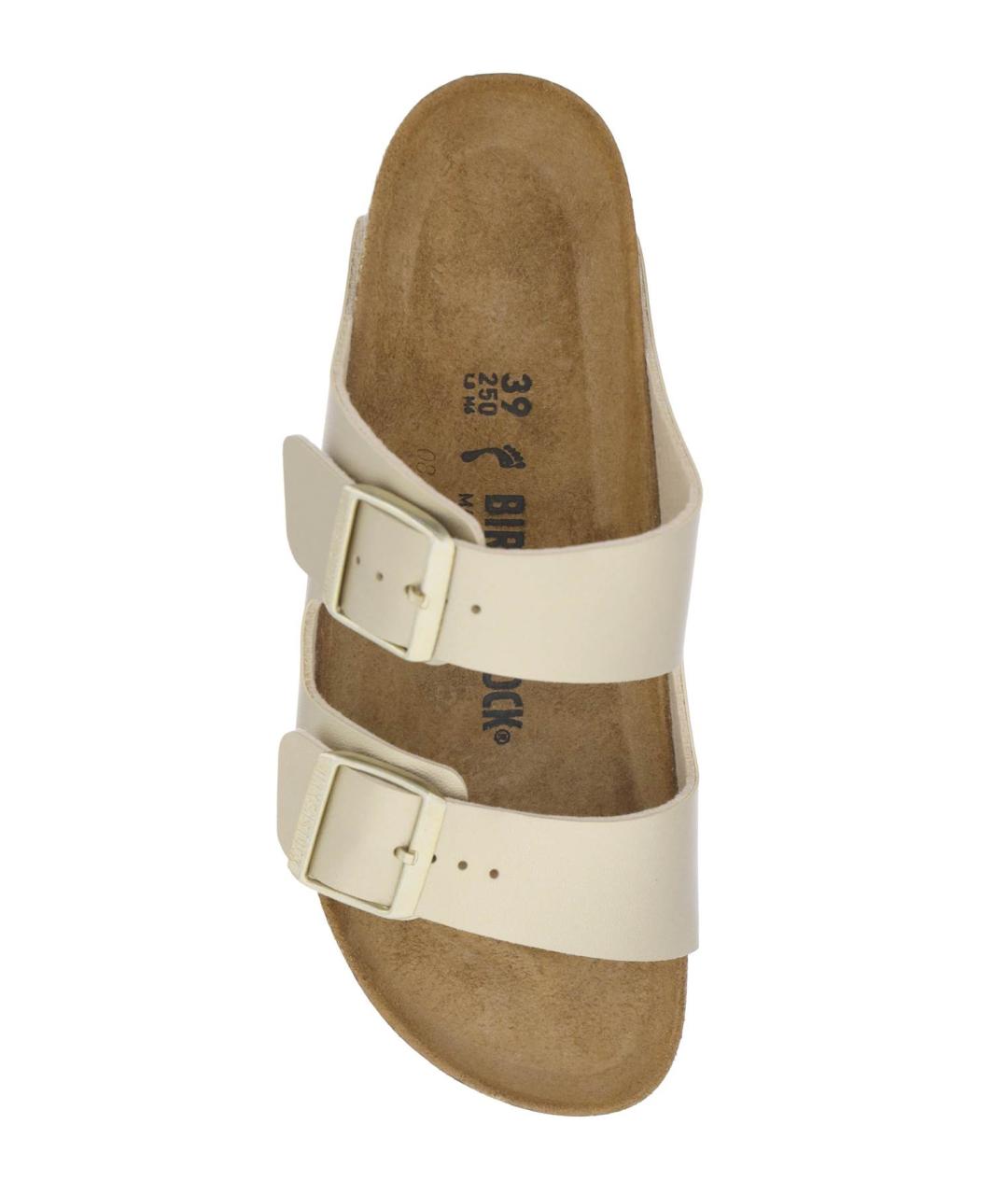 BIRKENSTOCK Золотые кожаные сандалии, фото 3