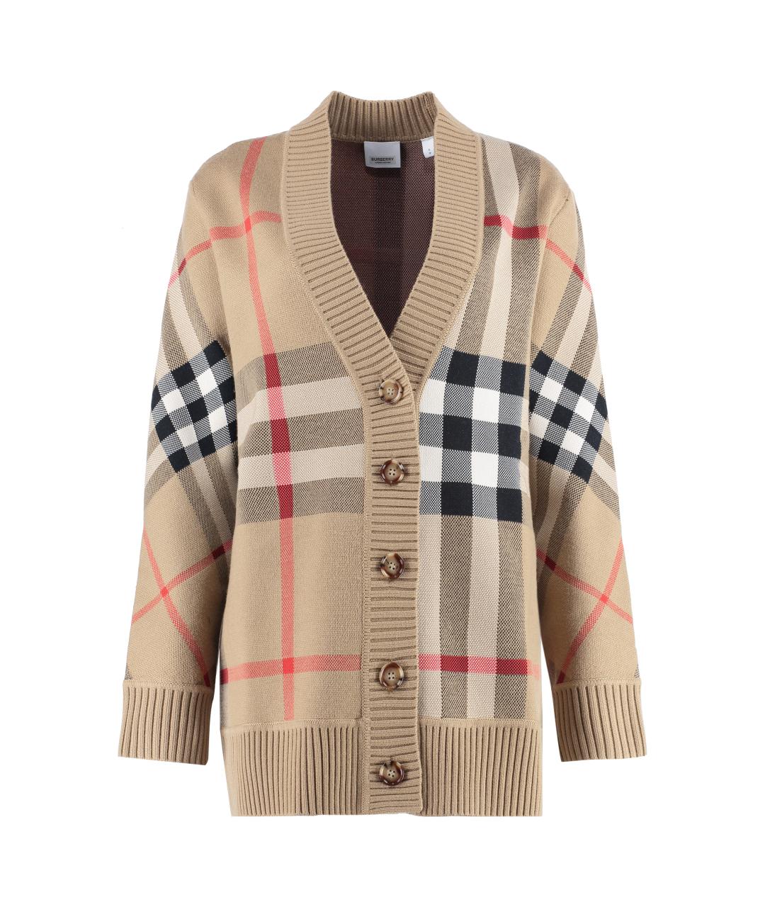 BURBERRY Бежевый полиэстеровый кардиган, фото 1