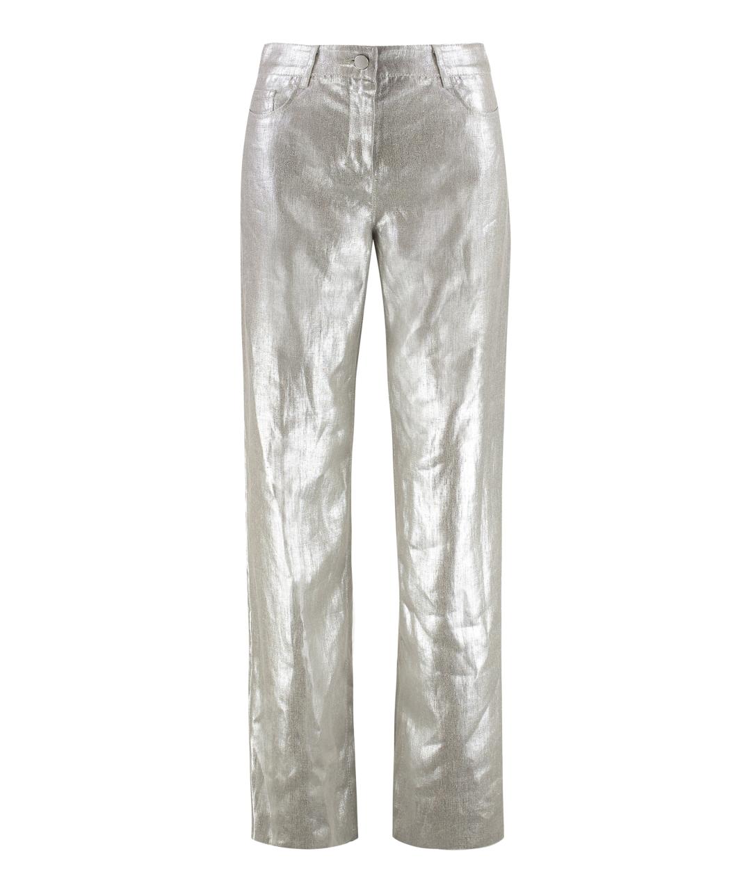 'S MAX MARA Серебряные льняные прямые брюки, фото 1