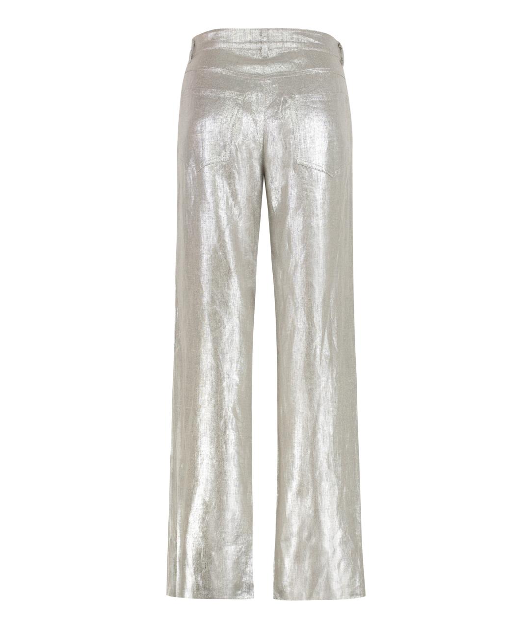 'S MAX MARA Серебряные льняные прямые брюки, фото 2