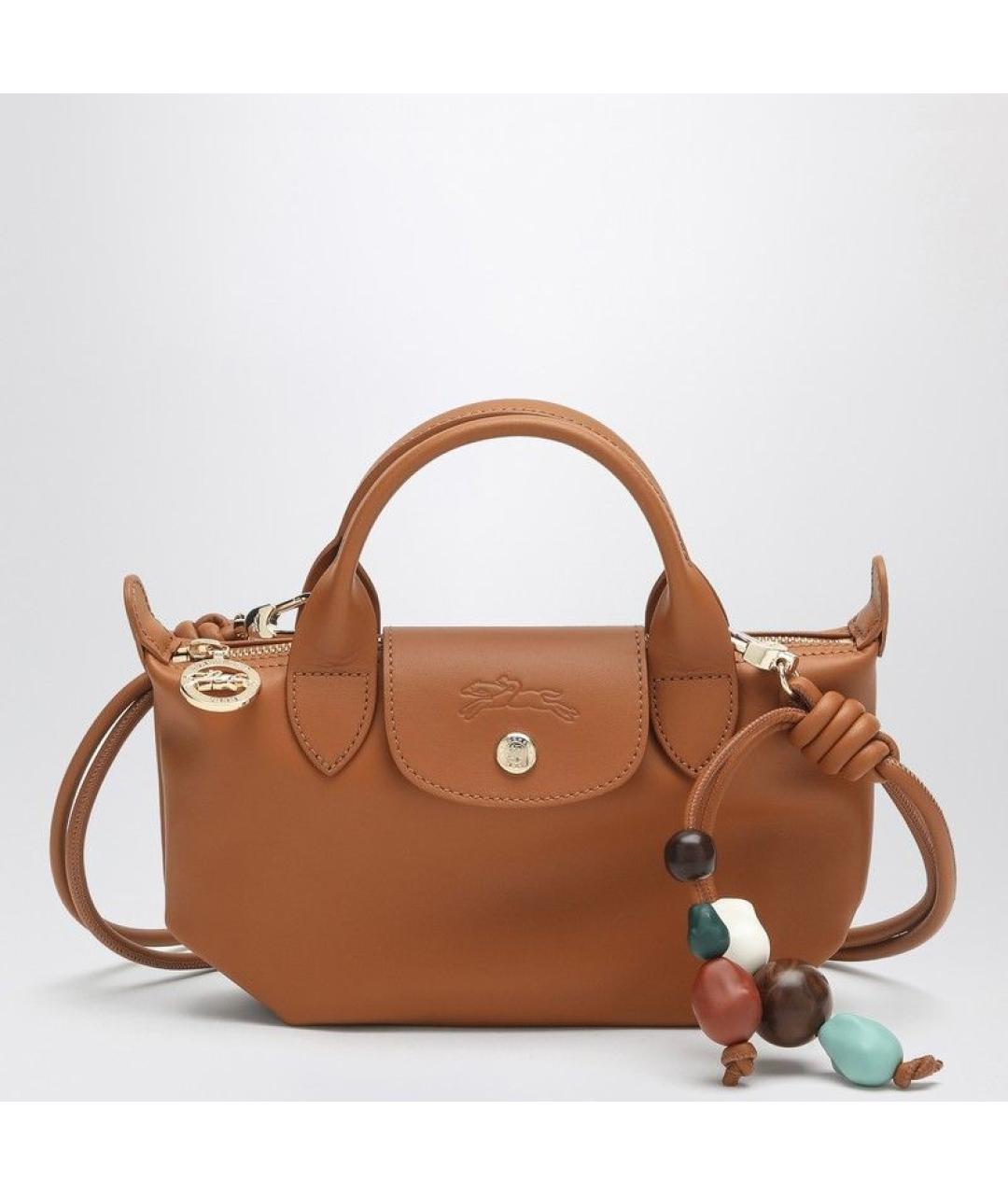 LONGCHAMP Коричневая кожаная сумка тоут, фото 3