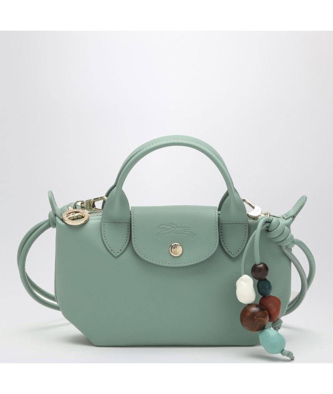 LONGCHAMP Бирюзовая кожаная сумка тоут, фото 3