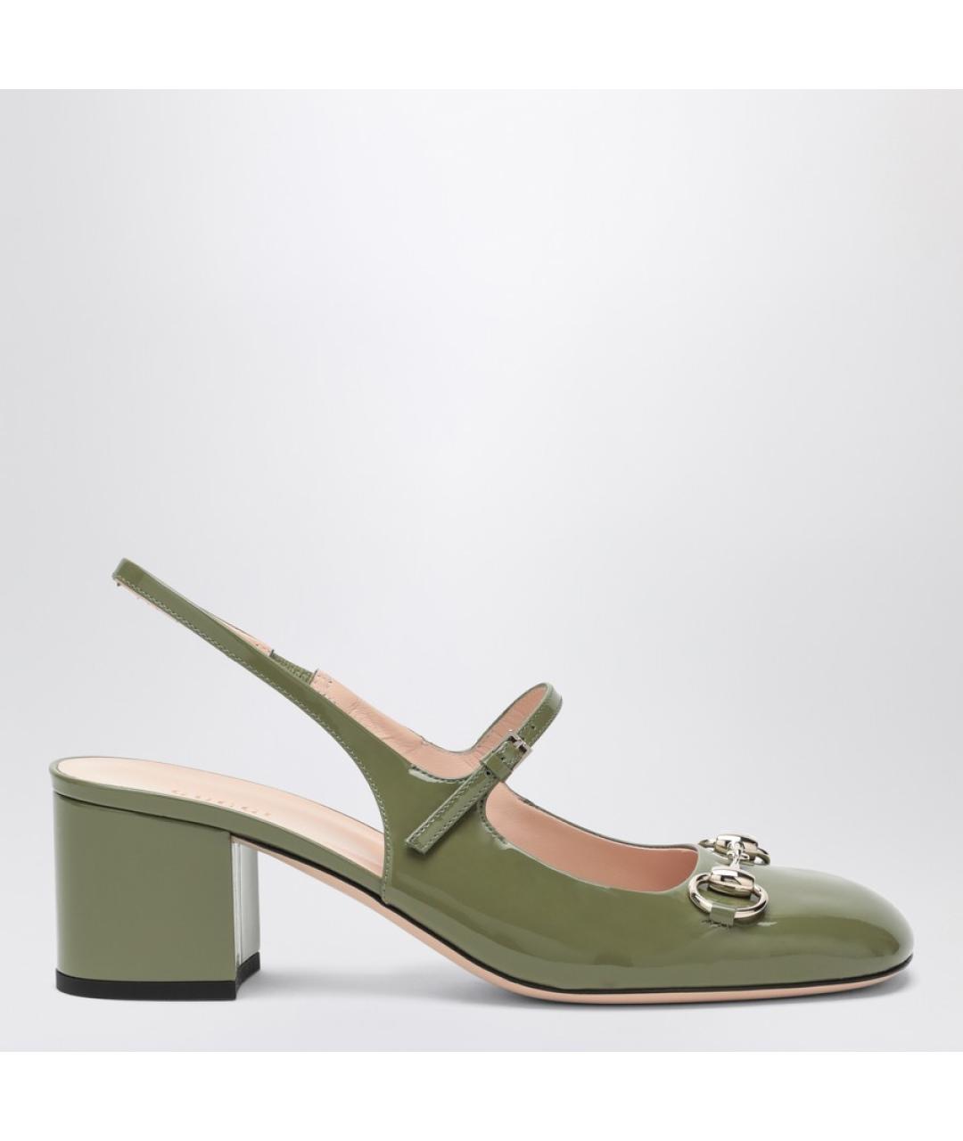 GUCCI Зеленые кожаные туфли, фото 4
