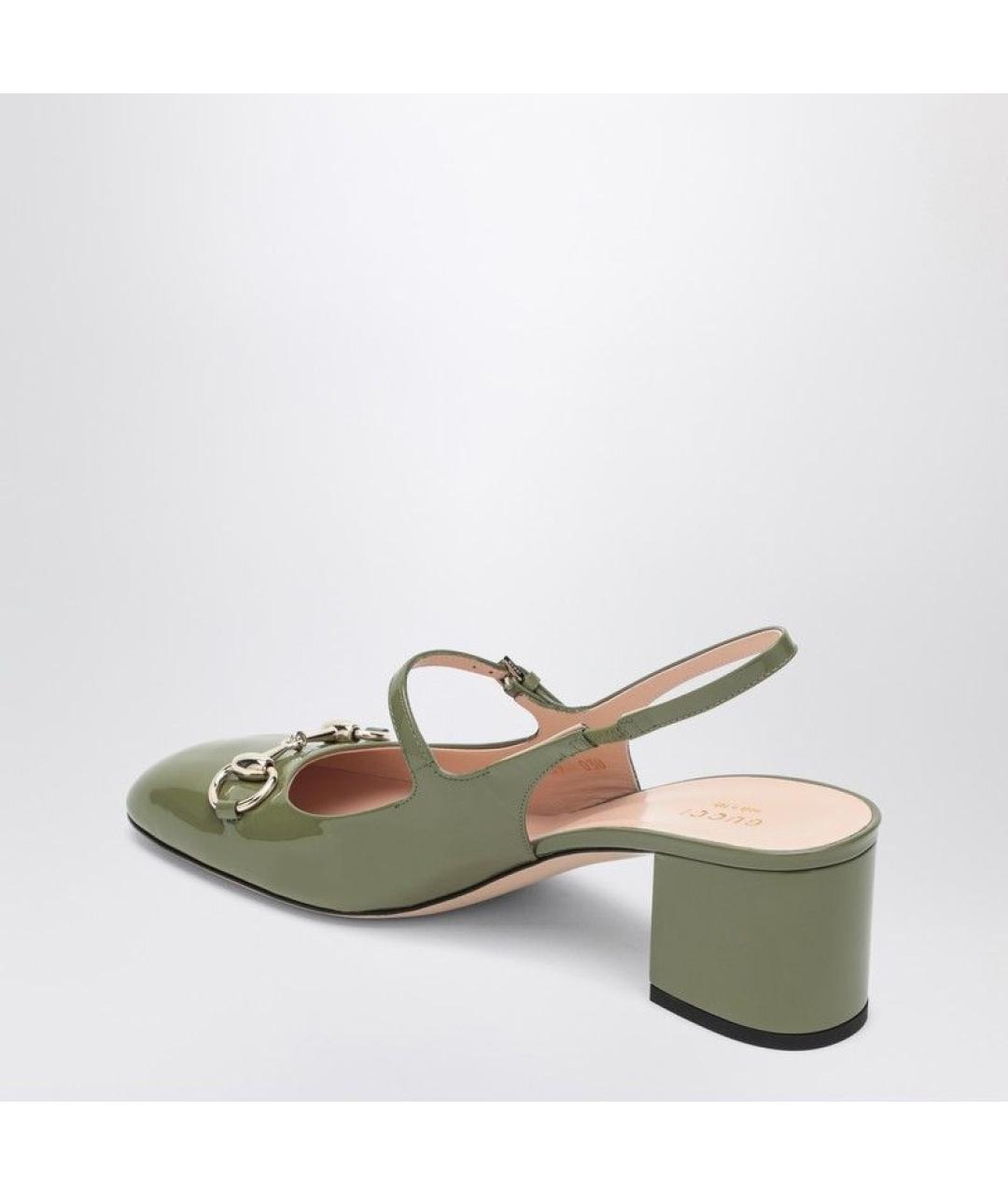 GUCCI Зеленые кожаные туфли, фото 3