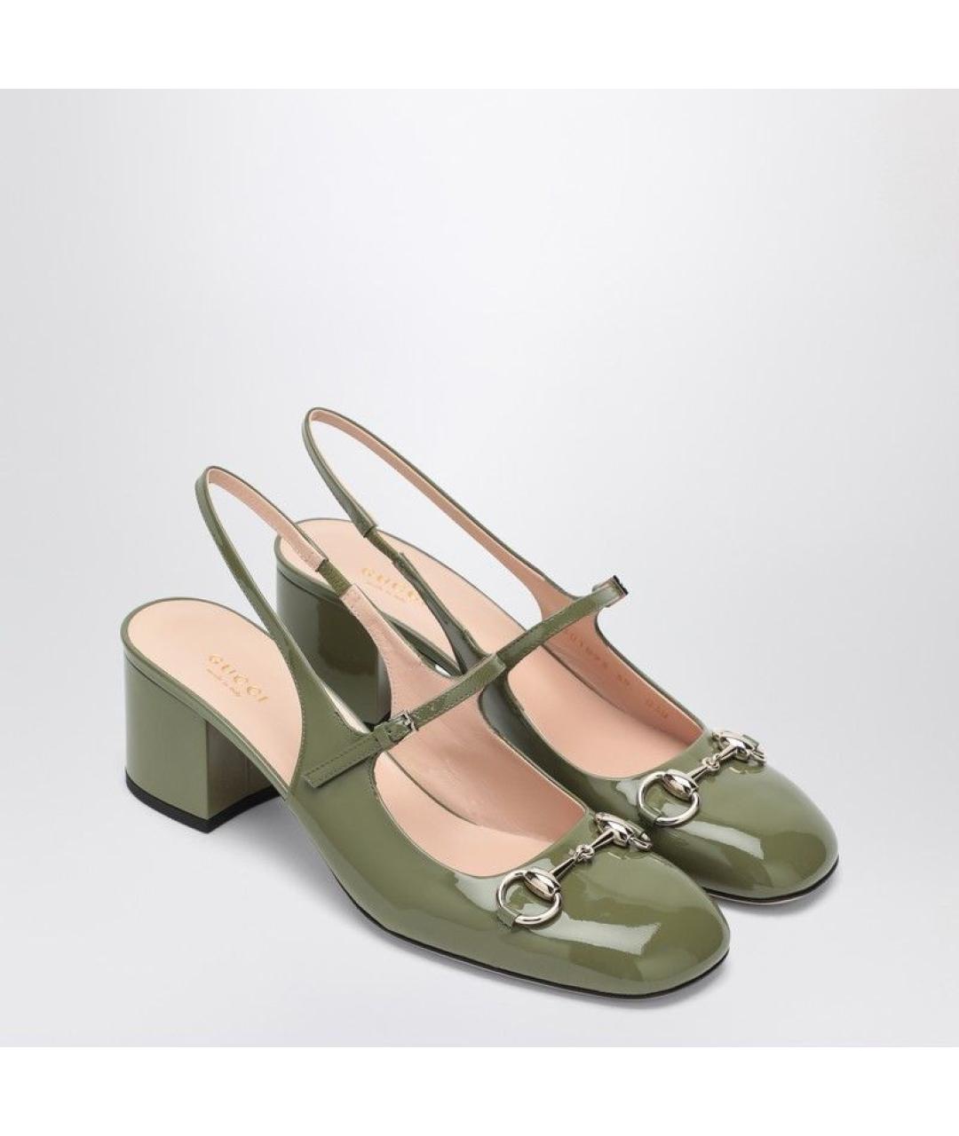 GUCCI Зеленые кожаные туфли, фото 2
