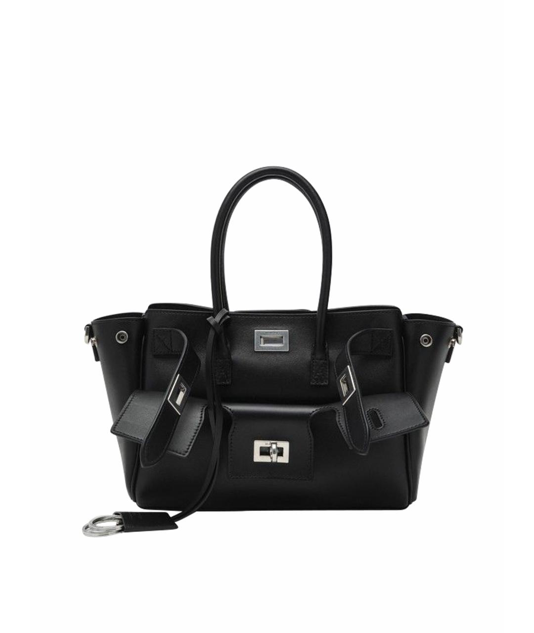 BALENCIAGA Черная кожаная сумка тоут, фото 1