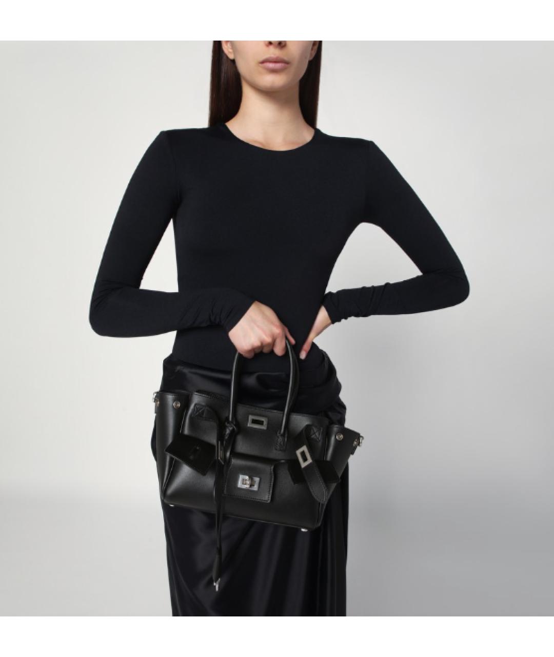 BALENCIAGA Черная кожаная сумка тоут, фото 4
