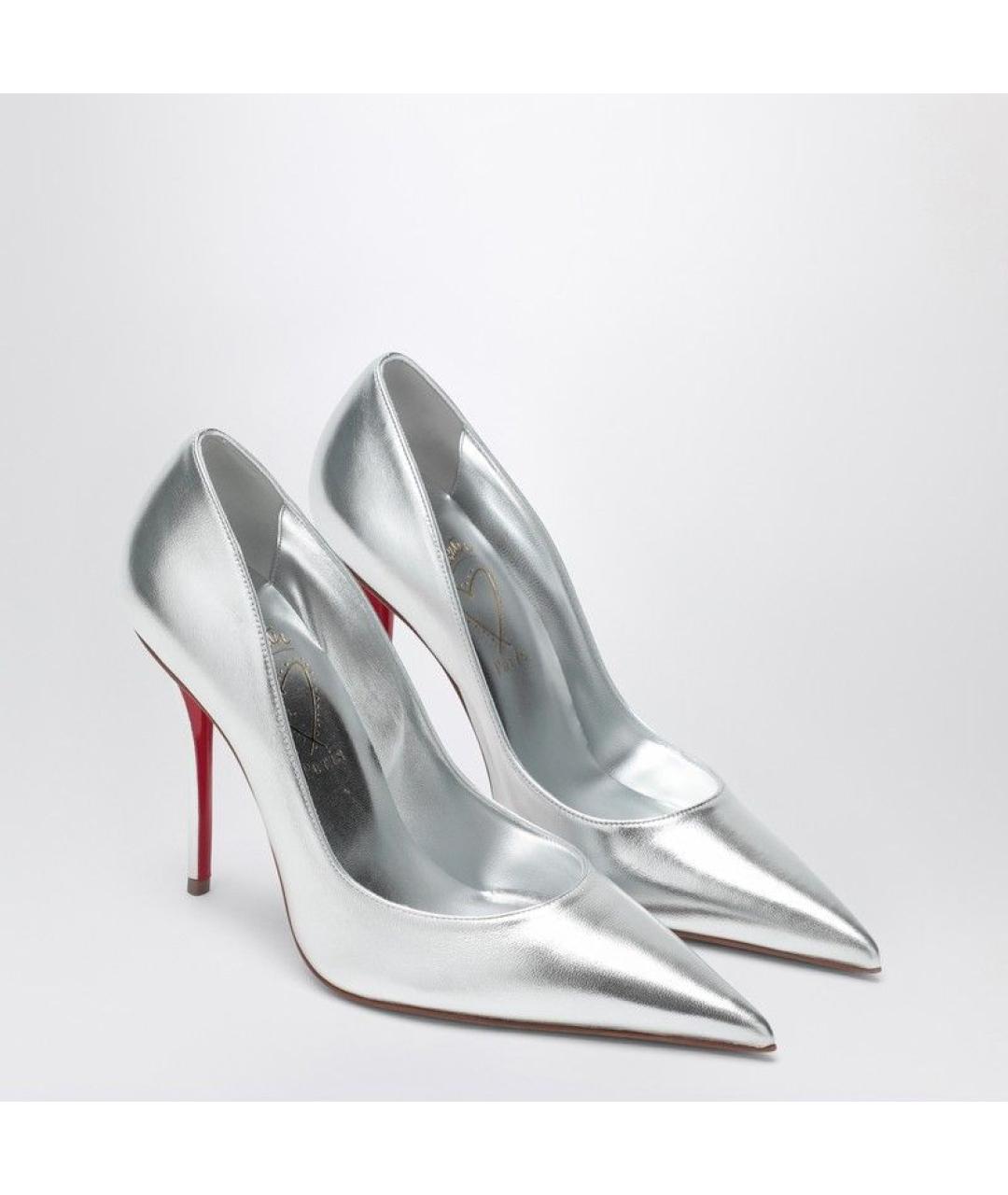 CHRISTIAN LOUBOUTIN Серебряные кожаные туфли, фото 2
