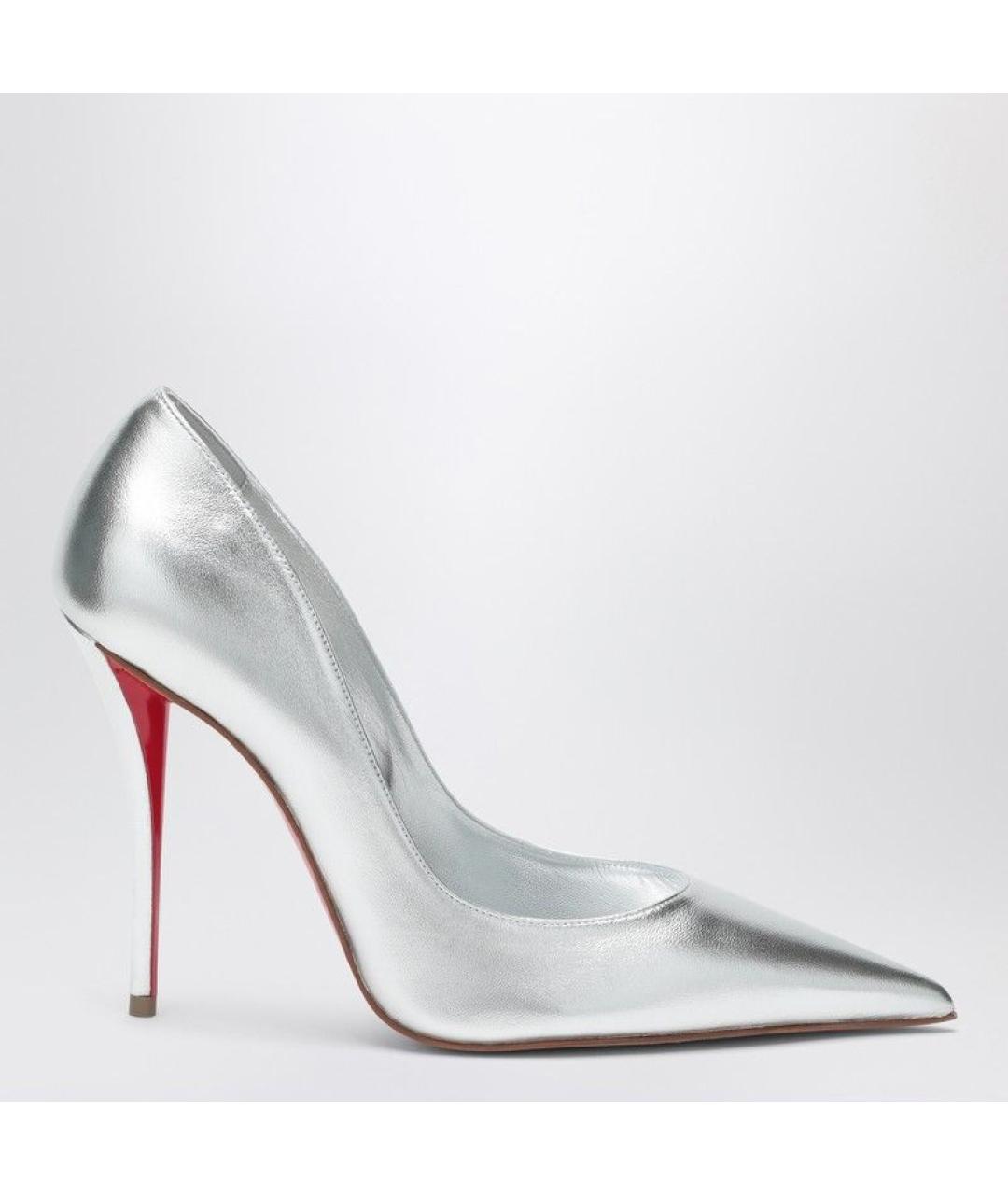 CHRISTIAN LOUBOUTIN Серебряные кожаные туфли, фото 3